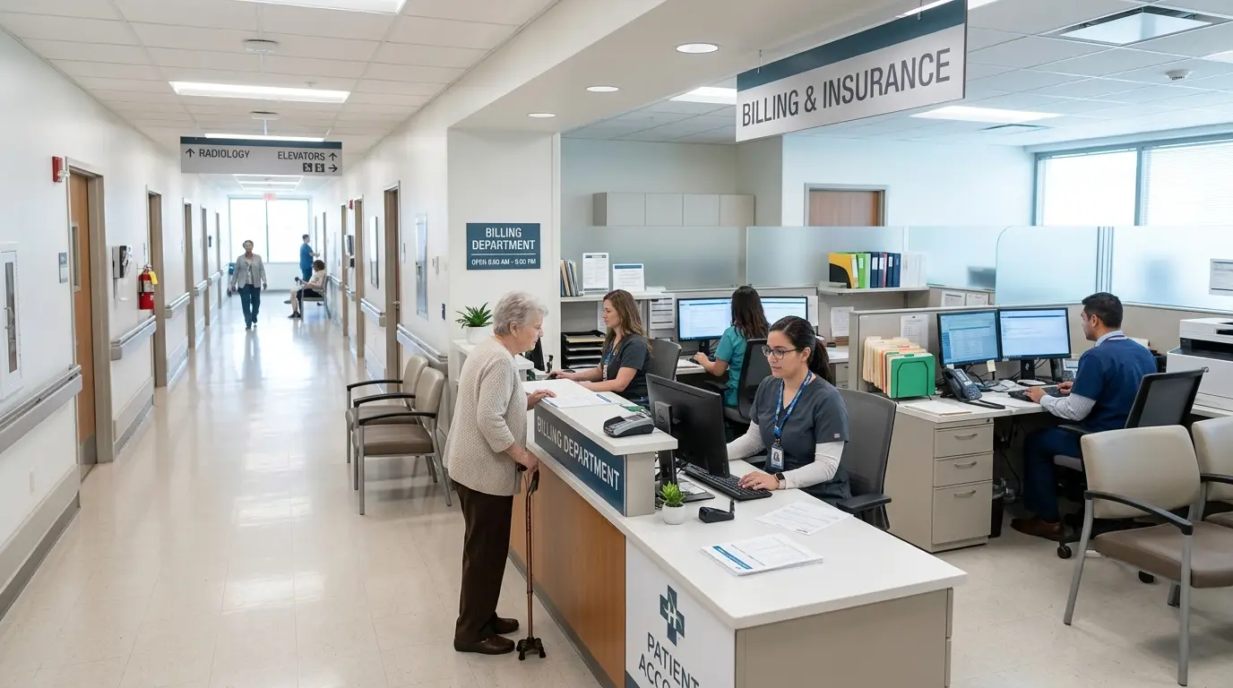 Healthcare hospital billing department corridor